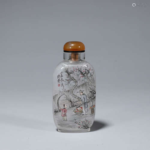 A painted glass snuff bottle