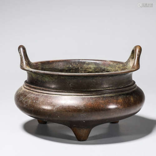 A three-legged double-eared copper censer