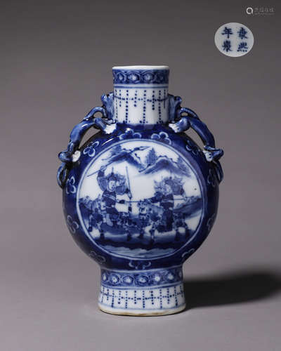 A blue and white figure porcelain vase