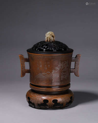 A double-eared copper censer