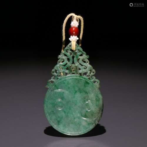 Qing jade carved Tai Chi lines hanging wear