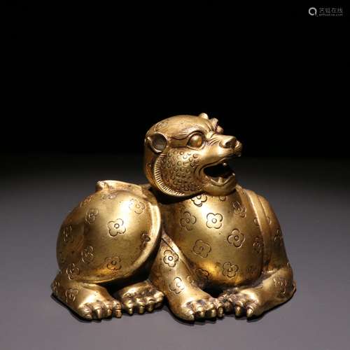 Qing Dynasty copper gilded leopard ornaments