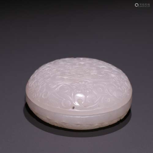 Qingtian and Hetian jade carving pattern incense box
