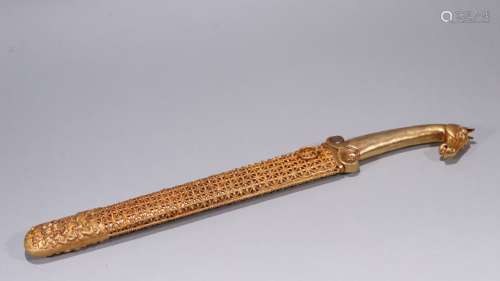 A clear bronze gilt horse head dagger