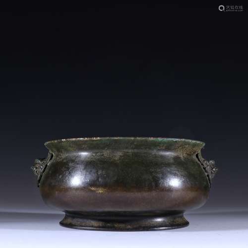 Plain grain lion ear stove in the Qing Dynasty