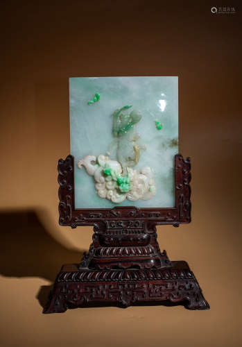 Clear jade inlaid with Kuixing inkstone screen