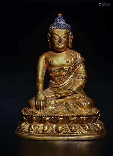 Bronze gilt Shenjamoni Buddha statue