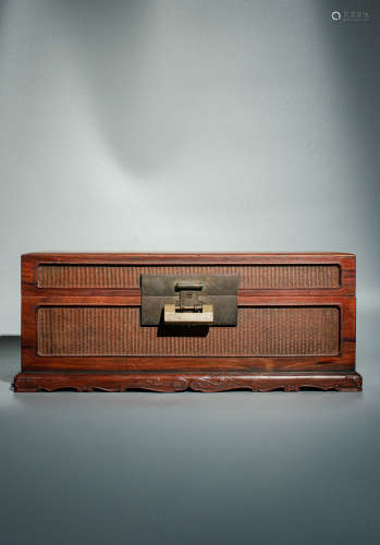 Qing Huanghua pear inlaid with bamboo silk book box