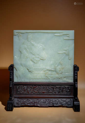 Qing and Tian relief figure text screen