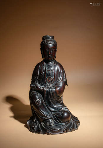 Qing red sandalwood held through the Guanyin
