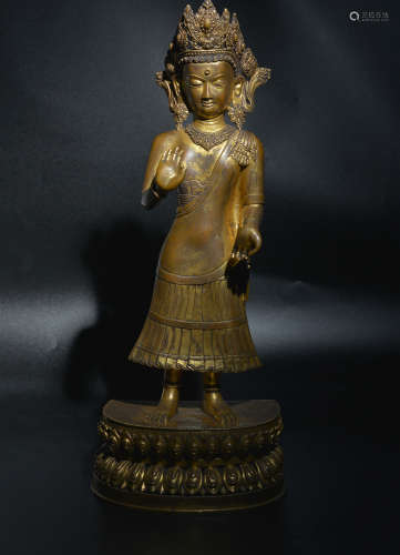 Ming copper gilt Nepalese style degree mother statue