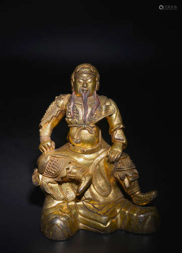 Clear bronze gilt Guan Gong statue