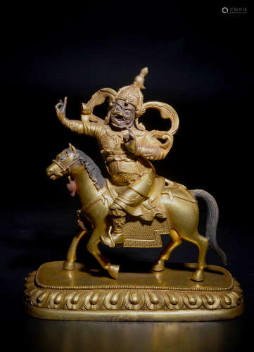 Clear bronze gilt Tibetan style law protection statue