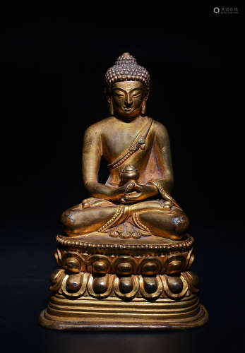 Clear bronze gilt pharmacist Buddha statue