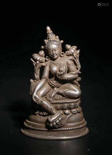 Qing and Tibetan sterling silver degree mother statue