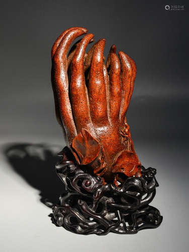 Qing bamboo carving Buddha hand