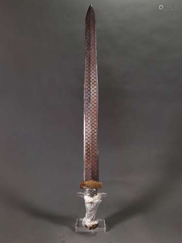 A WARRING STATES GOLD AND SILVER INLAID BRONZE SWORD