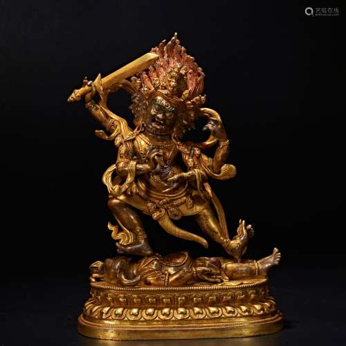 Bronze gilded Vajra Dharma protector