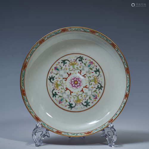 Decorative plate of Fencai fenestrated flowers in Xianfeng k...