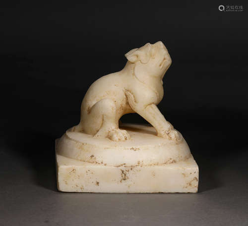 A TANG DYNASTY WHITE MARBLE LION