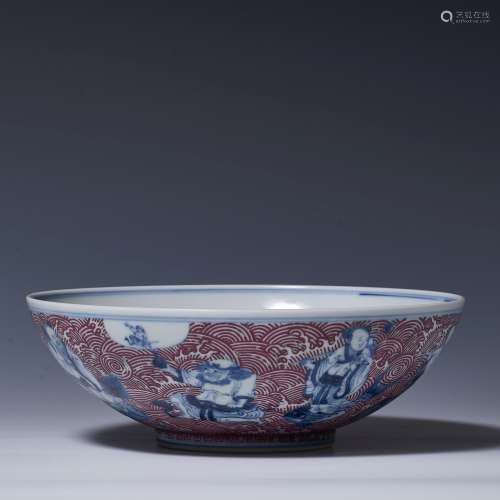 Blue and white Eight Immortals in Guangxu kiln of Qing Dynas...