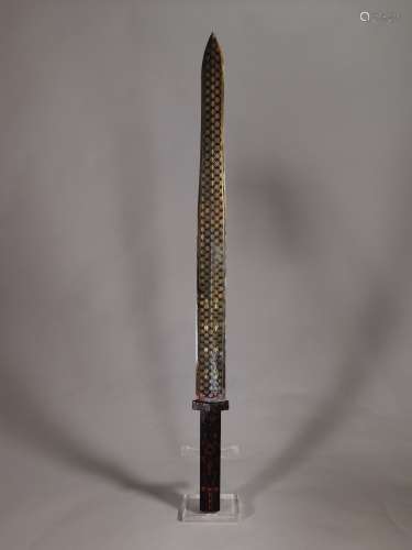 A WARRING STATES GOLD AND SILVER INLAID BRONZE SWORD