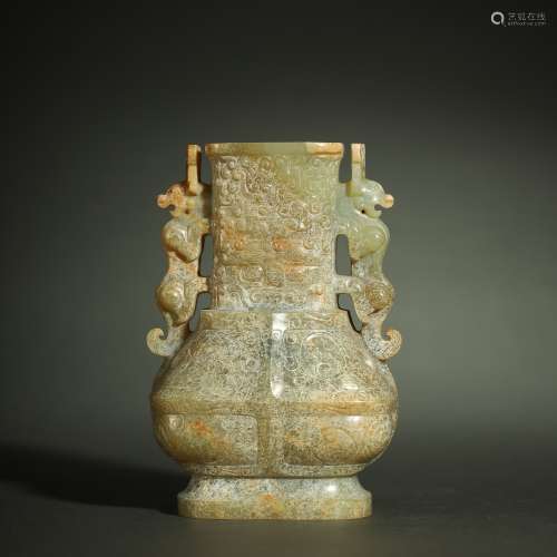 Ancient jade double ear vase