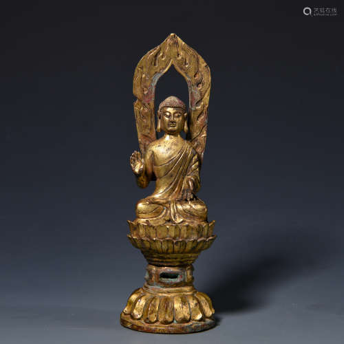 Copper gilded Guanyin