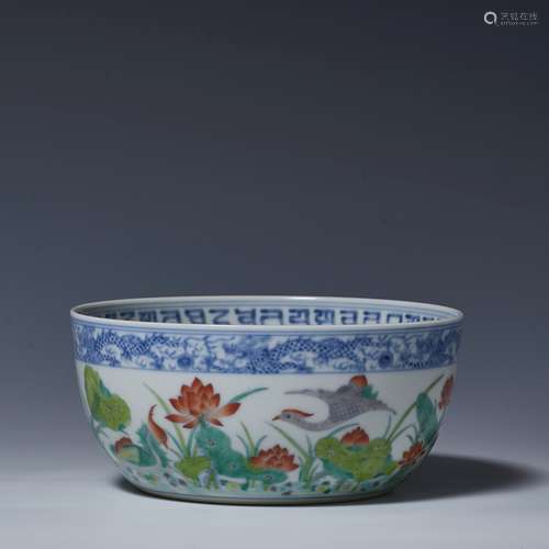 Blue and white flower bird dragon bowl