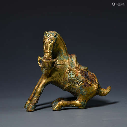 Bronze gilded horse