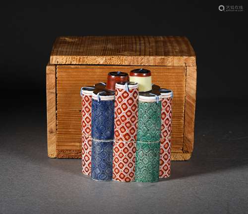 A QING DYNASTY FAMILLE ROSE FIRECRACKER BOX