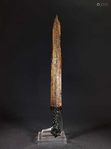 A WARRING STATES GOLD AND SILVER INLAID BRONZE SWORD