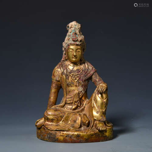 Copper gilded Guanyin