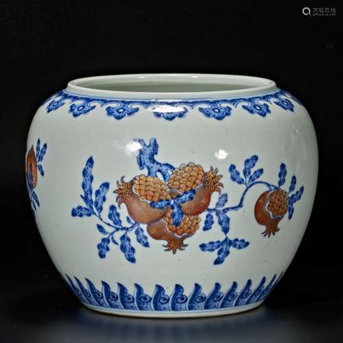 Blue and white tin with three patterns
