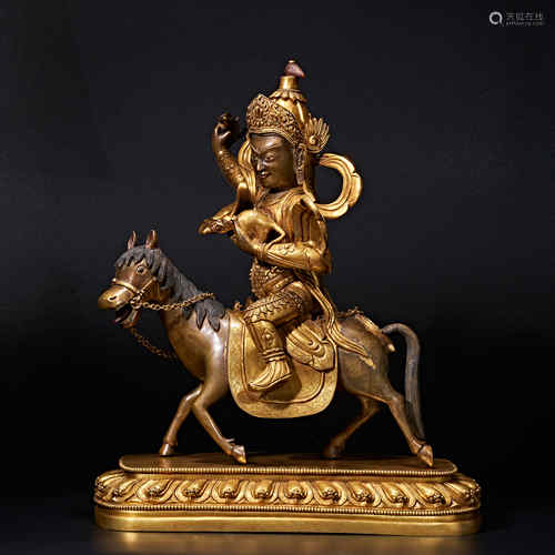 Gold plated bronze eight steed God of wealth