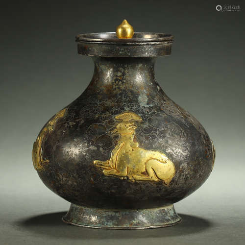 Silver partial gilt lid jar