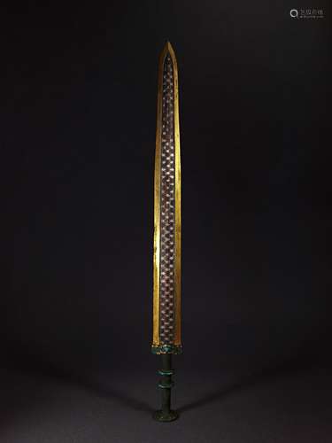 A WARRING STATES GOLD AND SILVER INLAID BRONZE SWORD