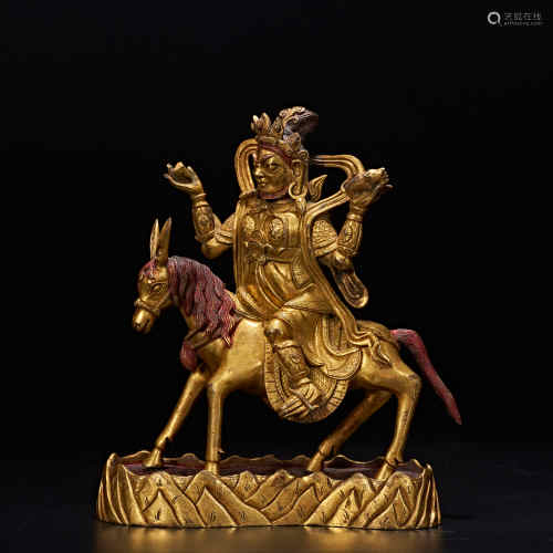 Bronze gilded statue of God of wealth