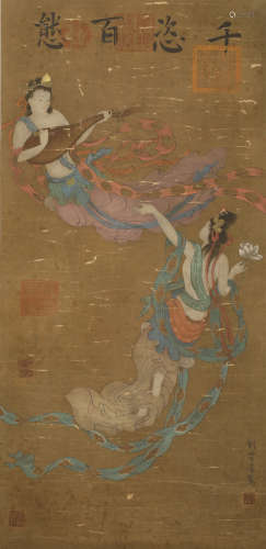 Yuan Dynasty - Liu Guandao - Gesture Hanging Scroll on Silk