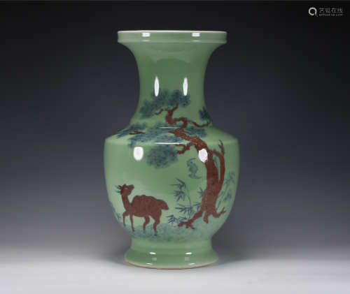 Qing Dynasty - Qianlong Glaze Red Vase