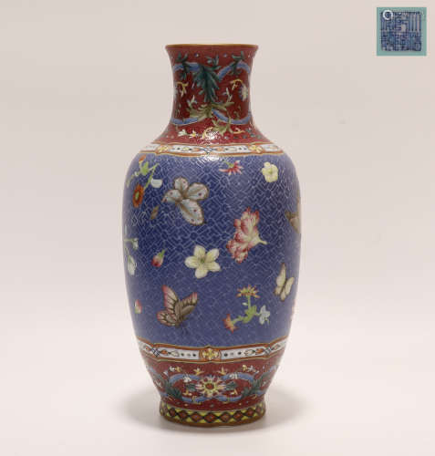 Qing Dynasty - Enamel Bottle with Butterfly Pattern
