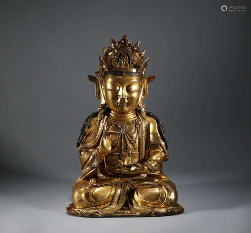 Ming Dynasty - A Gilt Bronze Statue of Guanyin