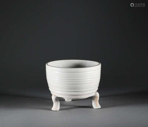 Song Dynasty - White Glazed Three-legged Furnace