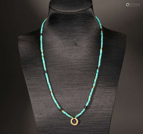 Han Dynasty - Pure Gold Turquoise Necklace