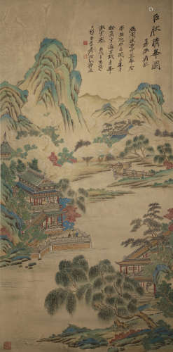 Zhang Daqian - Green Landscape Hanging Scroll on Paper