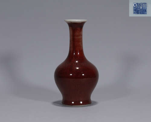 Qing Dynasty - Red-glazed Guanyin Vase from Qianlong Kiln