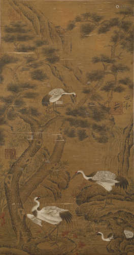 Song Dynasty - Song Huizong - The Crane Picture Hanging Scro...