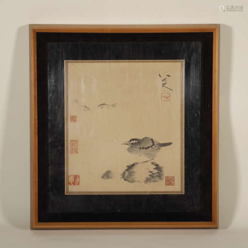 Ming Dynasty - Eight Great Birds and Fishes Picture Frame