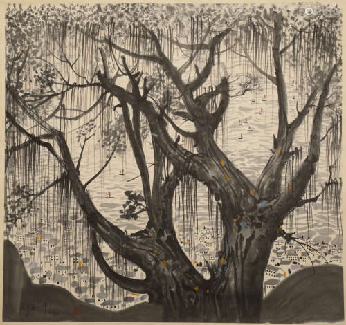 Wu Guanzhong - Landscape Hanging Scroll on Paper