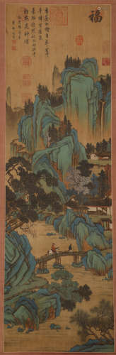 Ming Dynasty - Zhou Chen - landscape Hanging Scroll on Silk